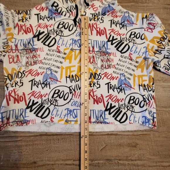 Roma Concept By Rosee Womens Cropped Hoodie Size L All Over Graffiti Print - Picture 5 of 7